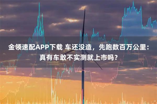金领速配APP下载 车还没造，先跑数百万公里：真有车敢不实测就上市吗？